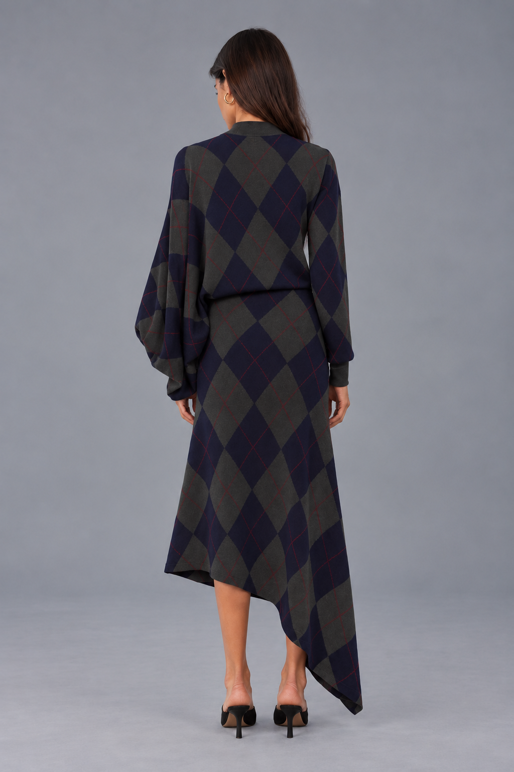 ARGYLE PATTERN DRESS - Jumper dress - navy/green