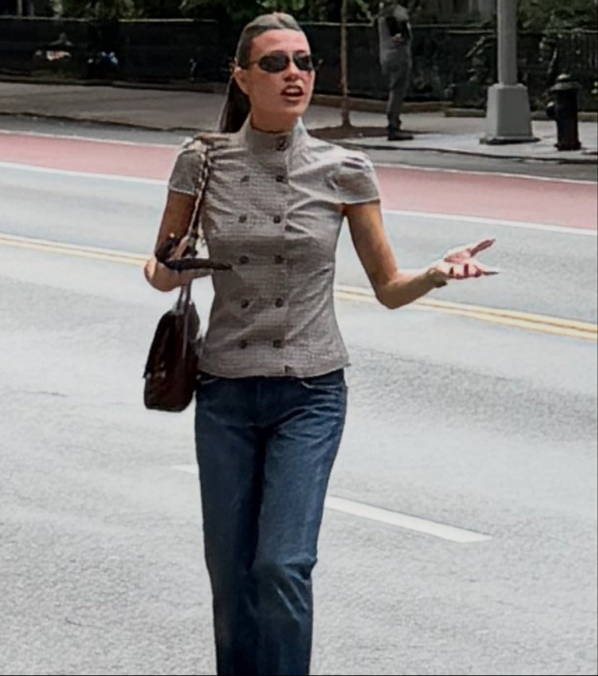 Claudia High Neck Fitted Plaid Blouse
