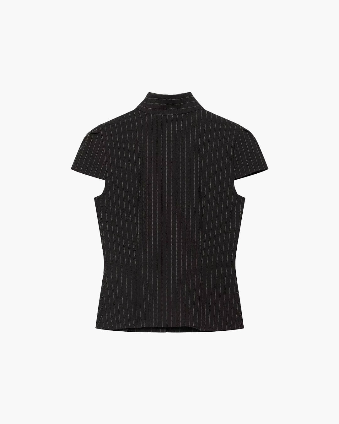 Claudia High Neck Fitted Plaid Blouse