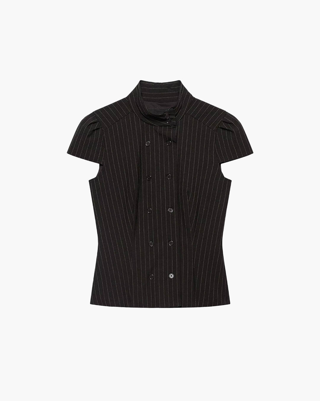 Claudia High Neck Fitted Plaid Blouse