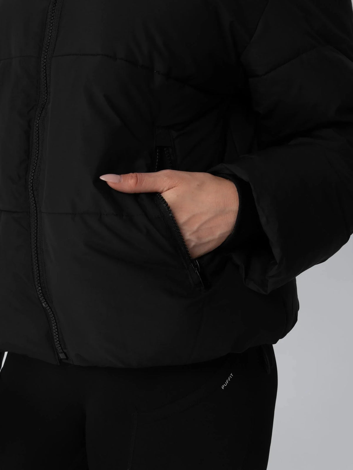 Faux Fur Lined Detachable Hooded Short Puffer Jacket