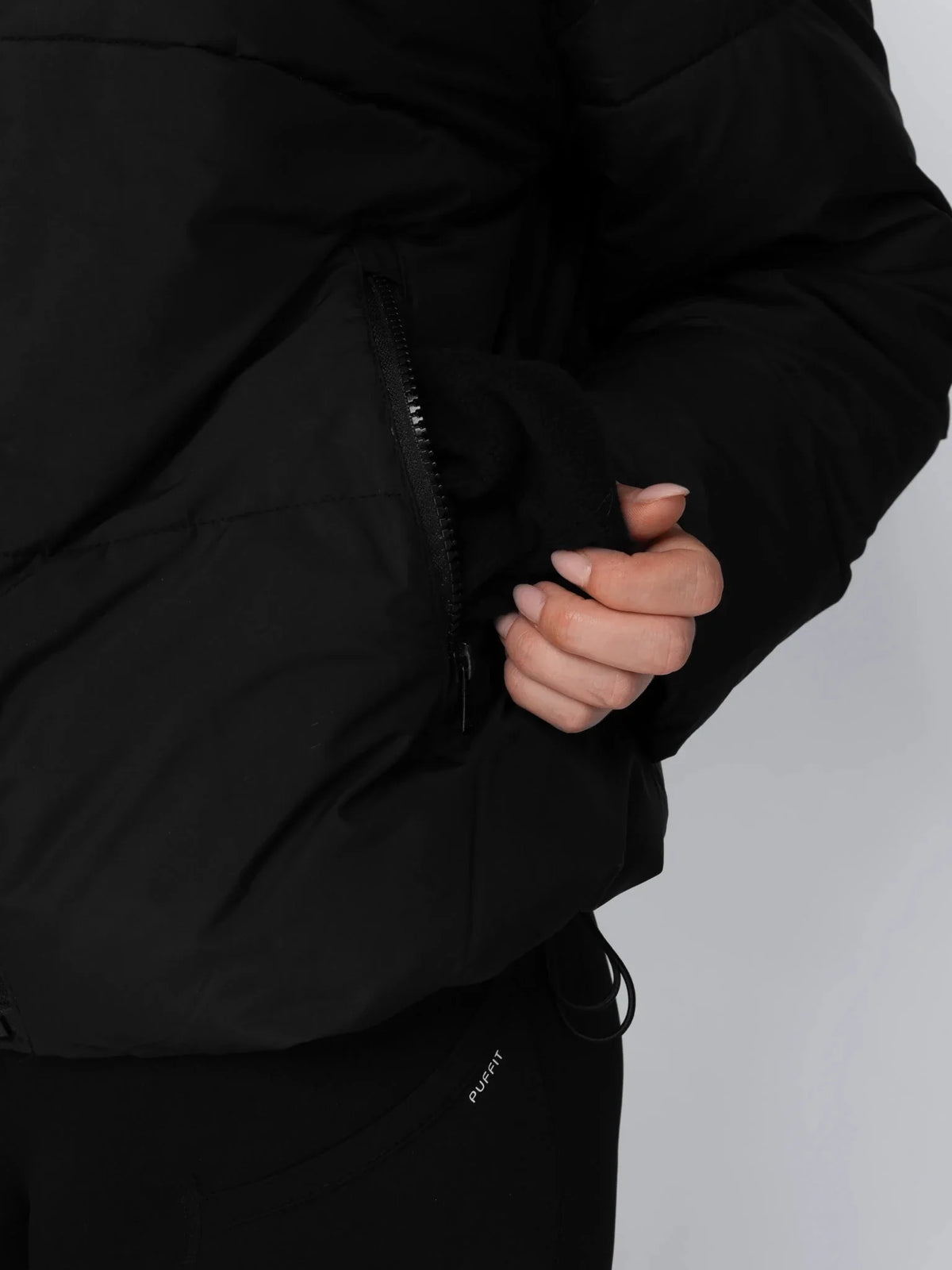 Faux Fur Lined Detachable Hooded Short Puffer Jacket