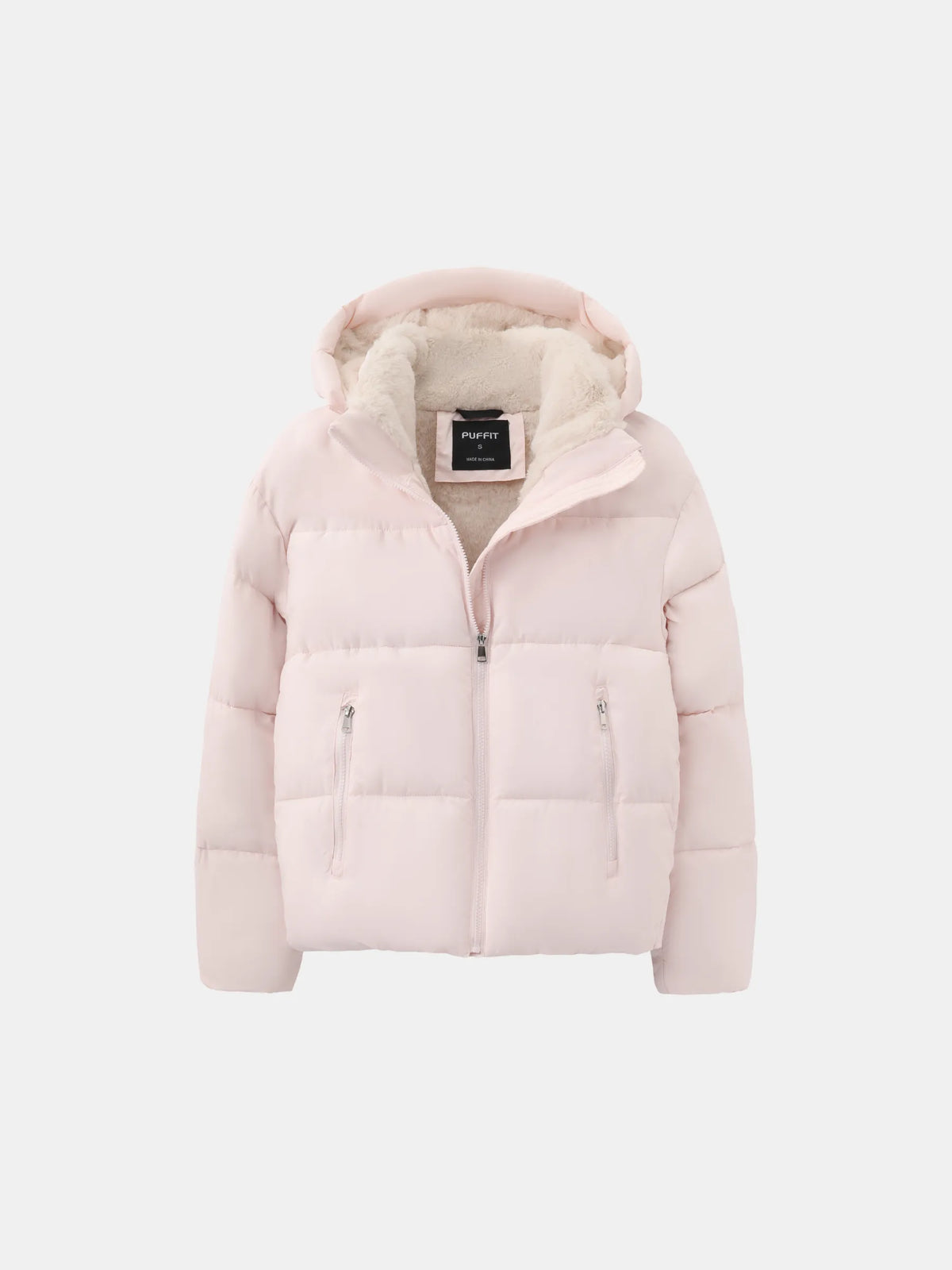 Faux Fur Lined Detachable Hooded Short Puffer Jacket