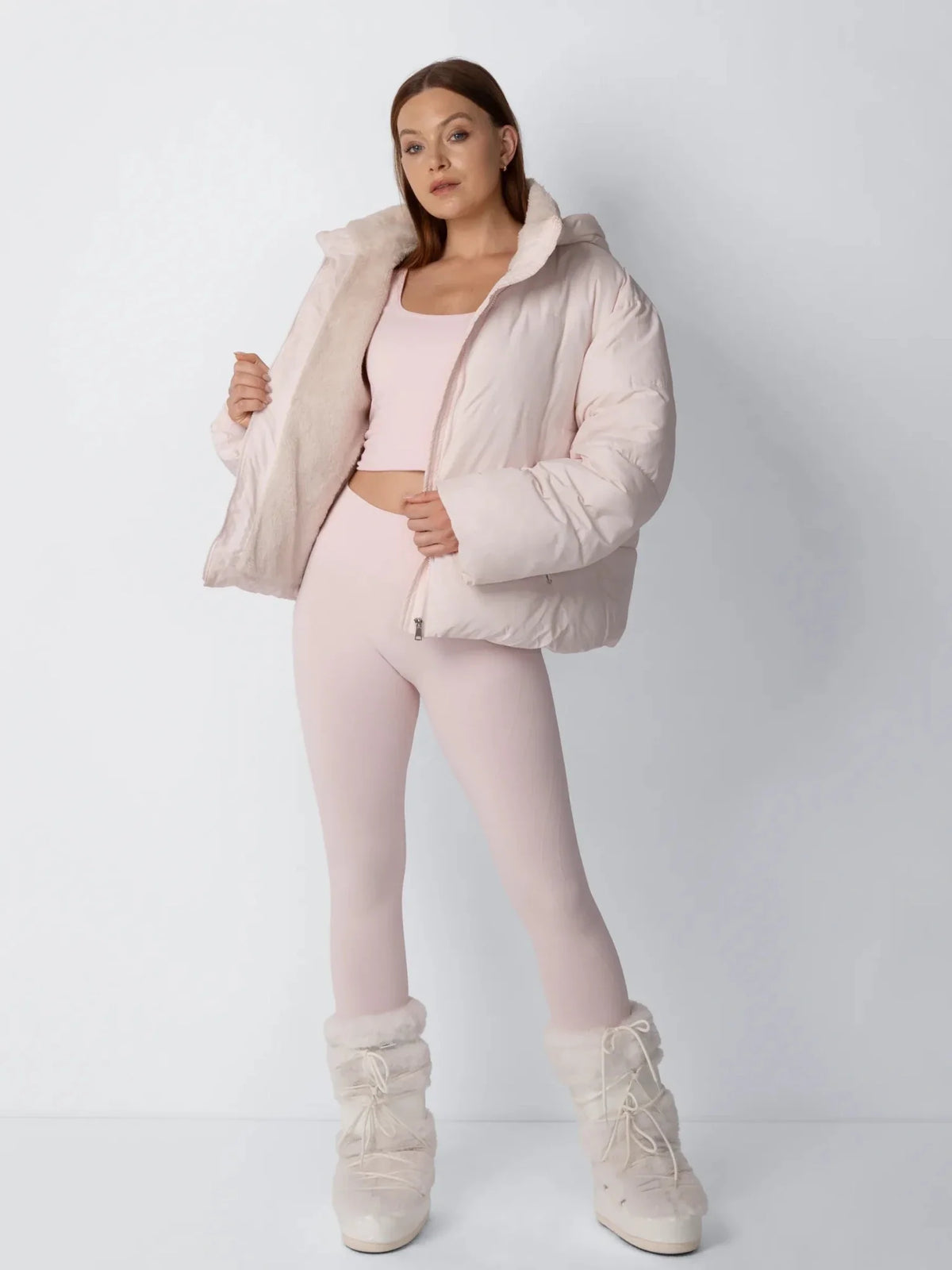 Faux Fur Lined Detachable Hooded Short Puffer Jacket